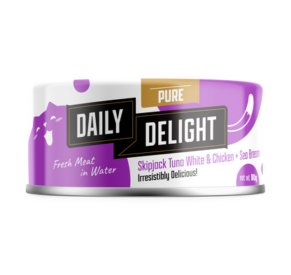 Daily Delight Pure Skipjack Tuna & White Chicken with Salmon Canned Cat Food 80gx 24cans
