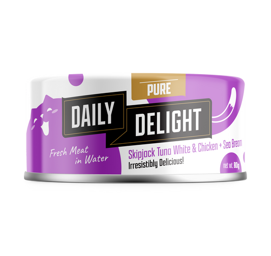 Daily Delight Pure Skipjack Tuna & White Chicken with Salmon Canned Cat Food 80gx 24cans