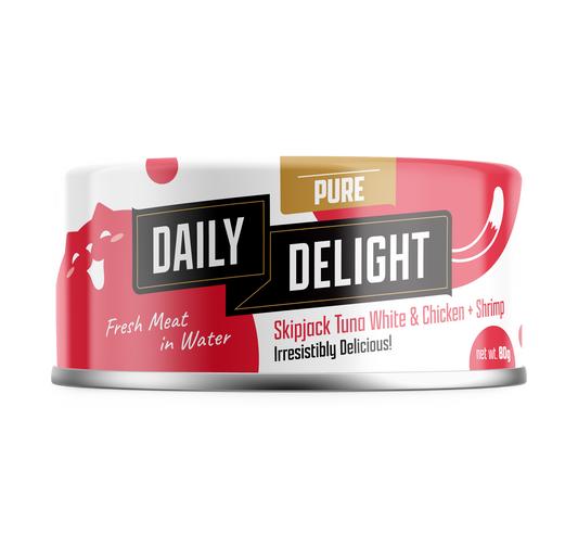 Daily Delight Pure Skipjack Tuna & White Chicken with Sea Bream Canned Cat Food 80g x 24cans