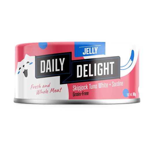 Daily Delight Skipjack Tuna White with Sardine in Jelly Canned Cat Food 80g x 24cans