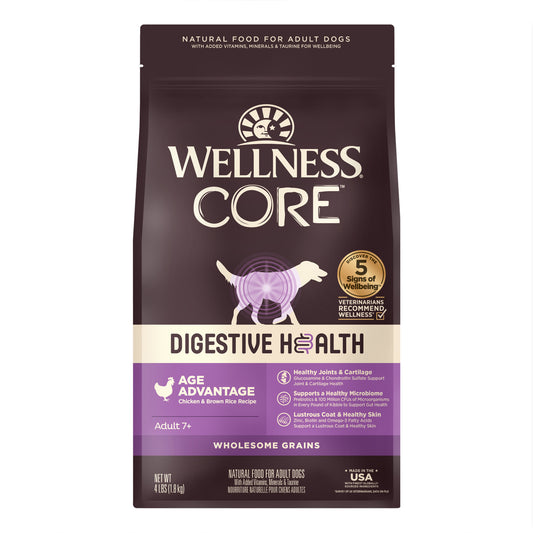 Wellness CORE Digestive Health Age Advantage Chicken & Brown Rice Senior Dry Dog Food 24LB