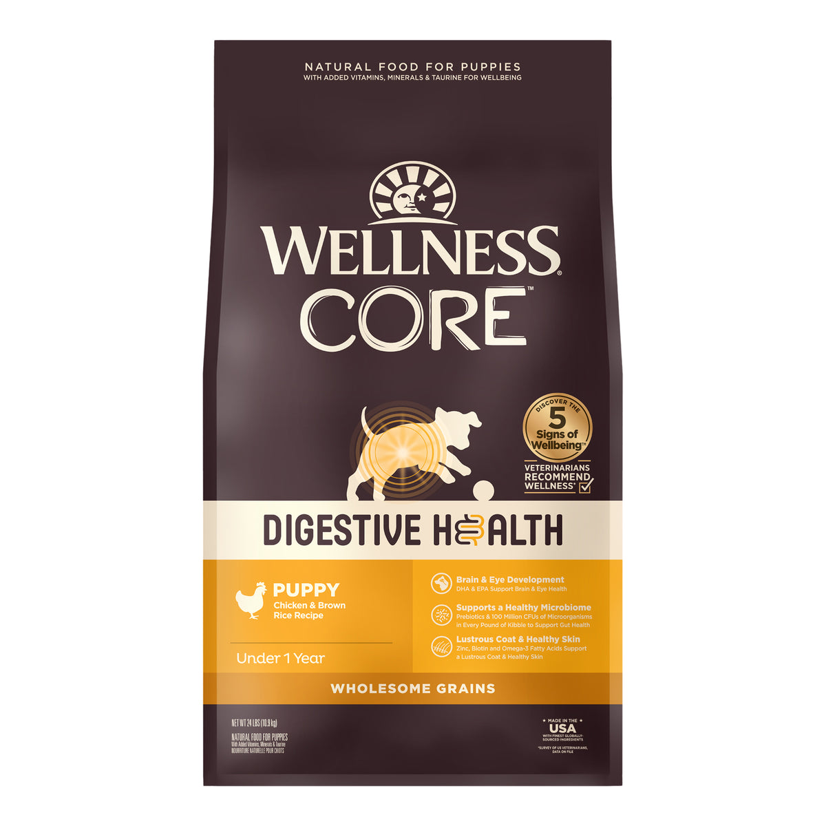 Wellness CORE Digestive Health Chicken & Brown Rice Puppy Dry Dog Food 24LB