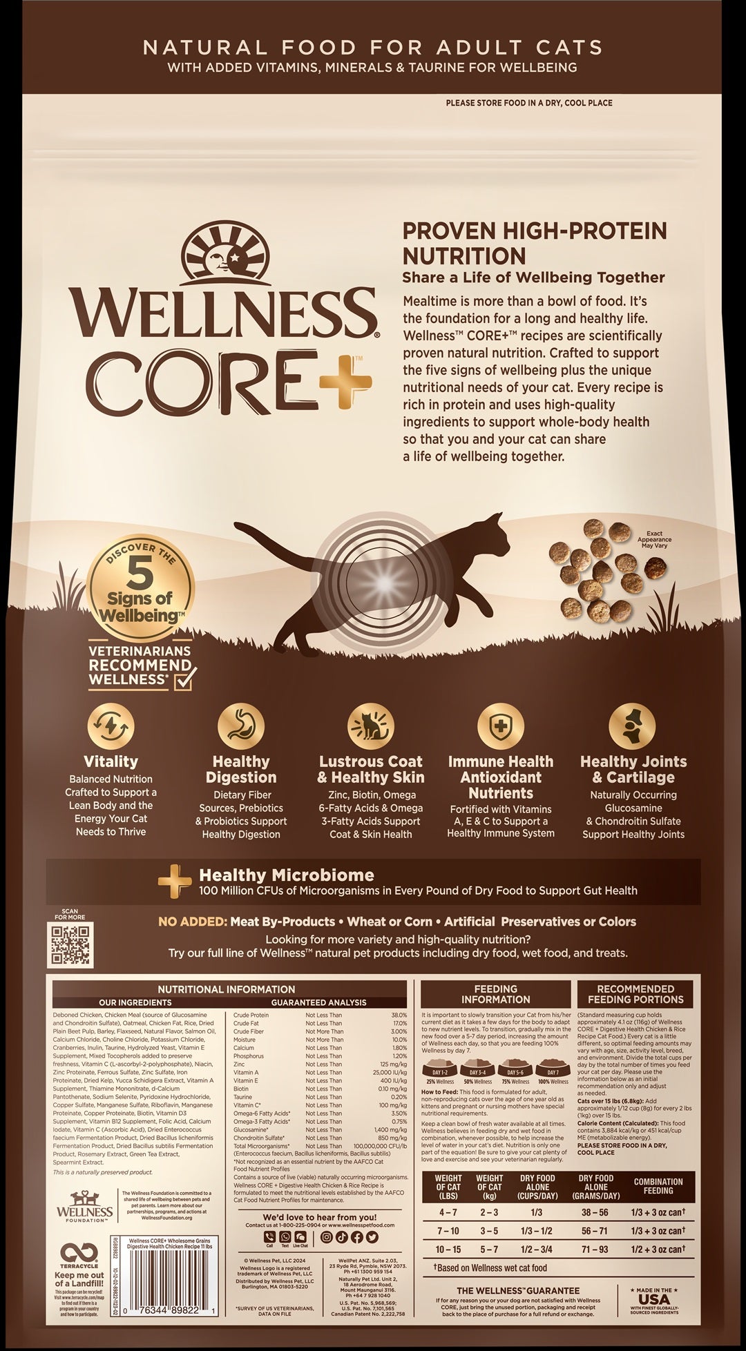 Wellness CORE Digestive Health Chicken & Brown Rice Adult Dry Cat Food