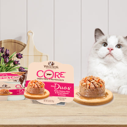 Wellness CORE Divine Duos Chicken Pate & Diced Salmon in Gravy Wet Cat Food 2.8oz