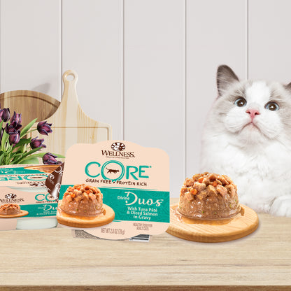 Wellness CORE Divine Duos Tuna Pate & Diced Salmon in Gravy Wet Cat Food 2.8oz