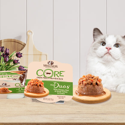 Wellness CORE Divine Duos Chicken Pate & Diced Turkey in Gravy Wet Cat Food 2.8oz