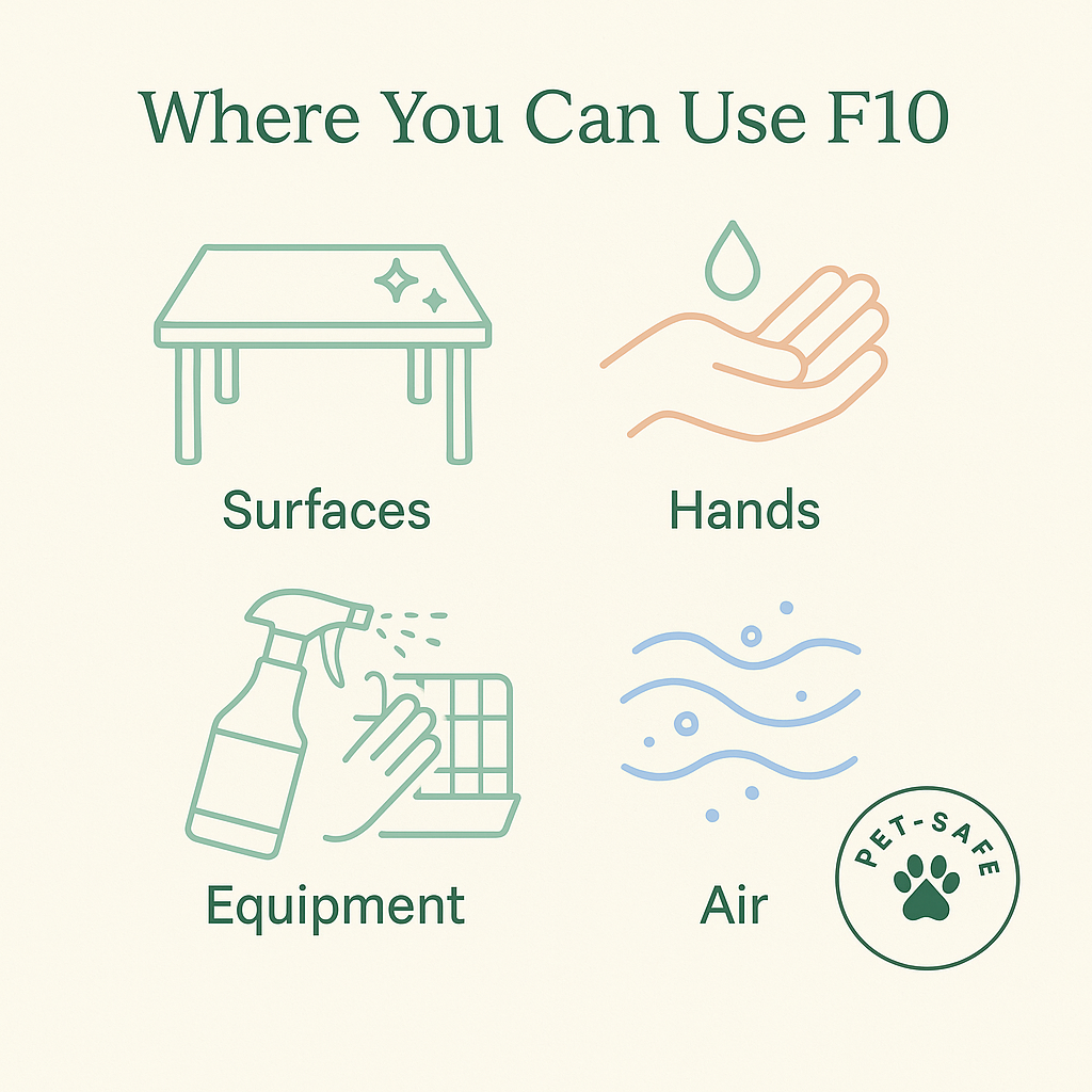 F10 Disinfectant and Sanitiser Ready-To-Use Spray Bottle 500ml