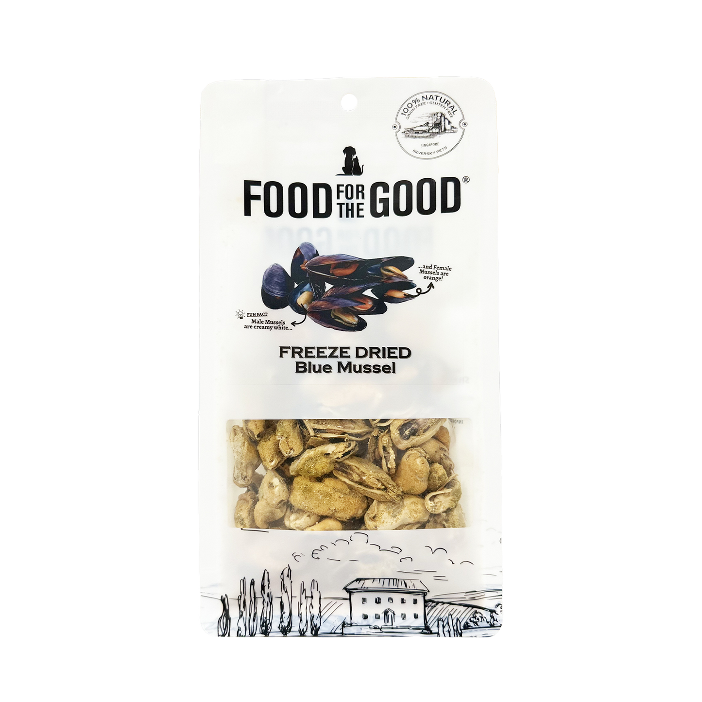 Food For The Good Freeze Dried Blue Mussel Treats for Cats and Dogs 80g
