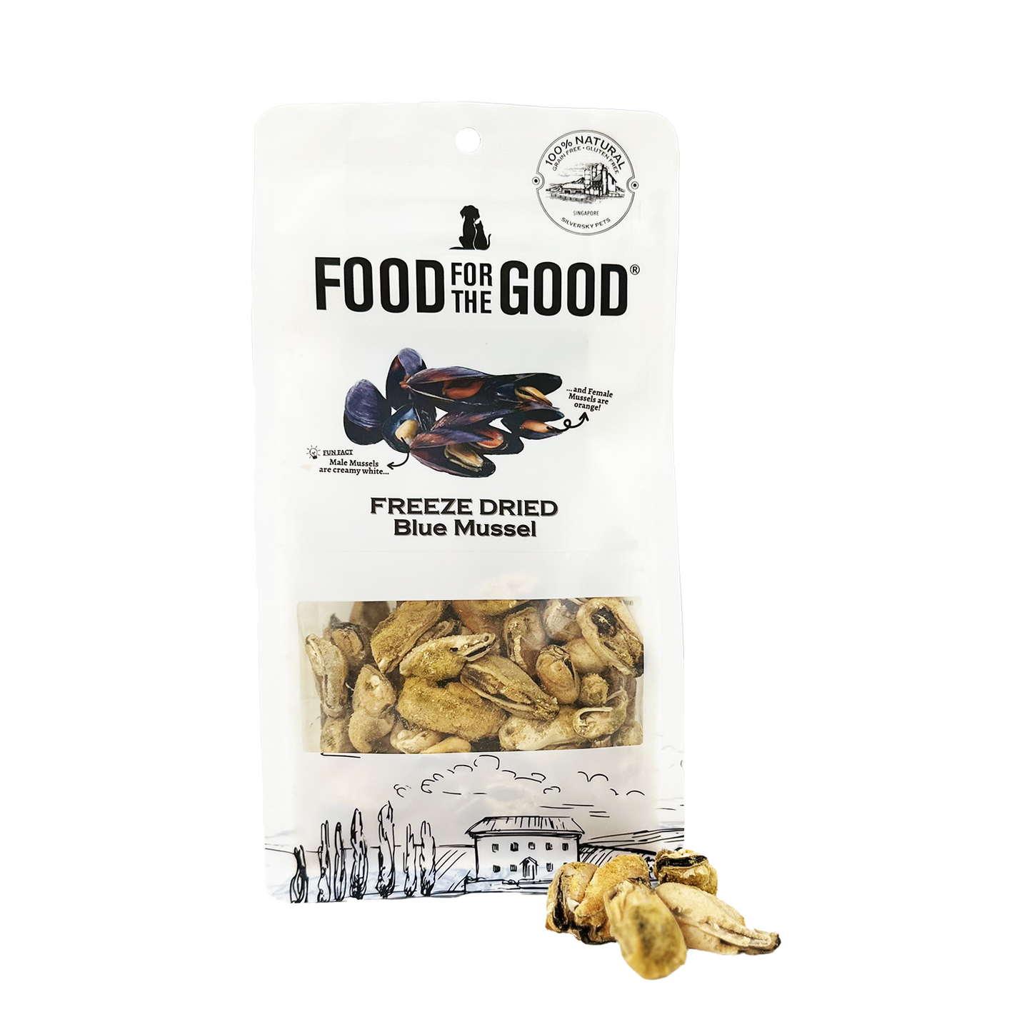 Food For The Good Freeze Dried Blue Mussel Treats for Cats and Dogs 80g