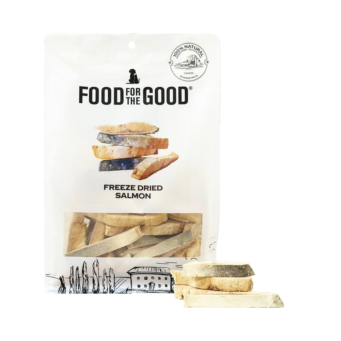 Food For The Good Freeze Dried Salmon with Skin Treats for Cats and Dogs 180g