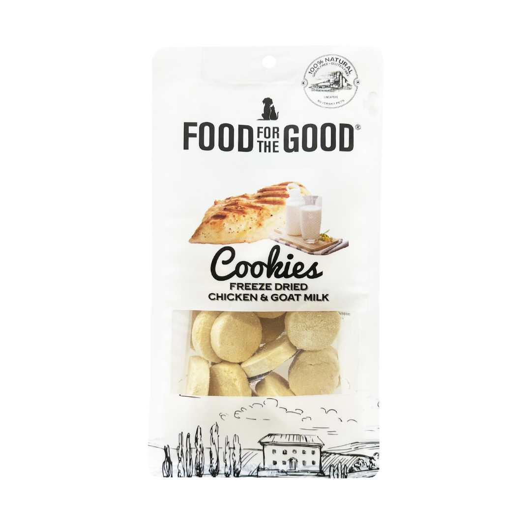 Food For The Good Freeze Dried Chicken & Goat Milk Cookies Treats for Cats & Dogs 70g