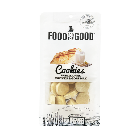 Food For The Good Freeze Dried Chicken & Goat Milk Cookies Treats for Cats & Dogs 70g