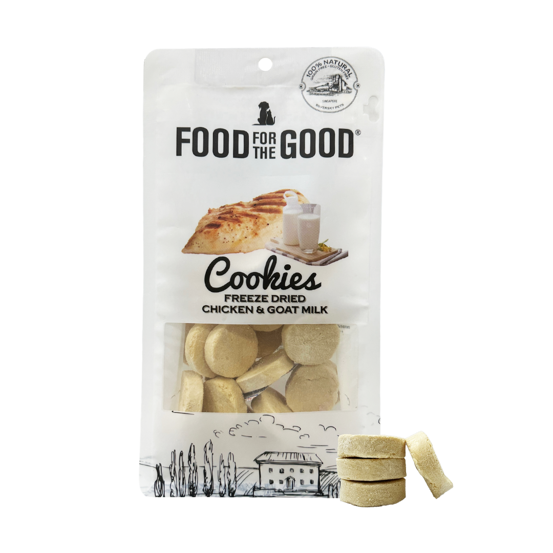 Food For The Good Freeze Dried Chicken & Goat Milk Cookies Treats for Cats & Dogs 70g