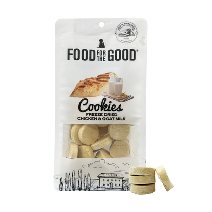 Food For The Good Freeze Dried Chicken & Goat Milk Cookies Treats for Cats & Dogs 70g