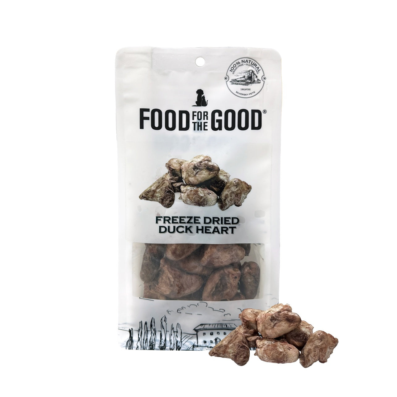 Food For The Good Freeze Dried Duck Heart Treats for Cats and Dogs 70g