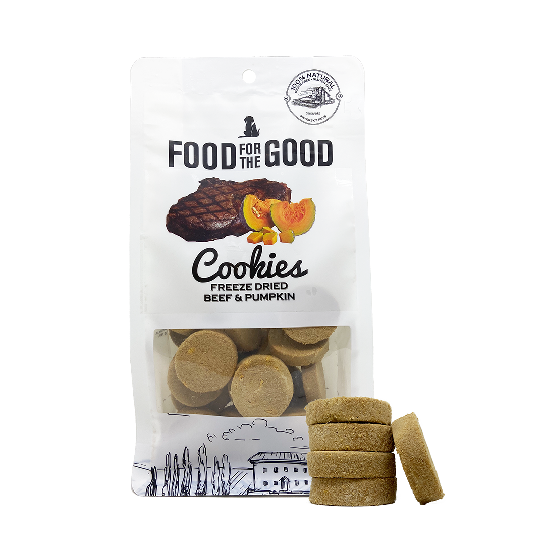Food For The Good Freeze Dried Beef & Pumpkin Cookies Treats for Cats & Dogs 70g