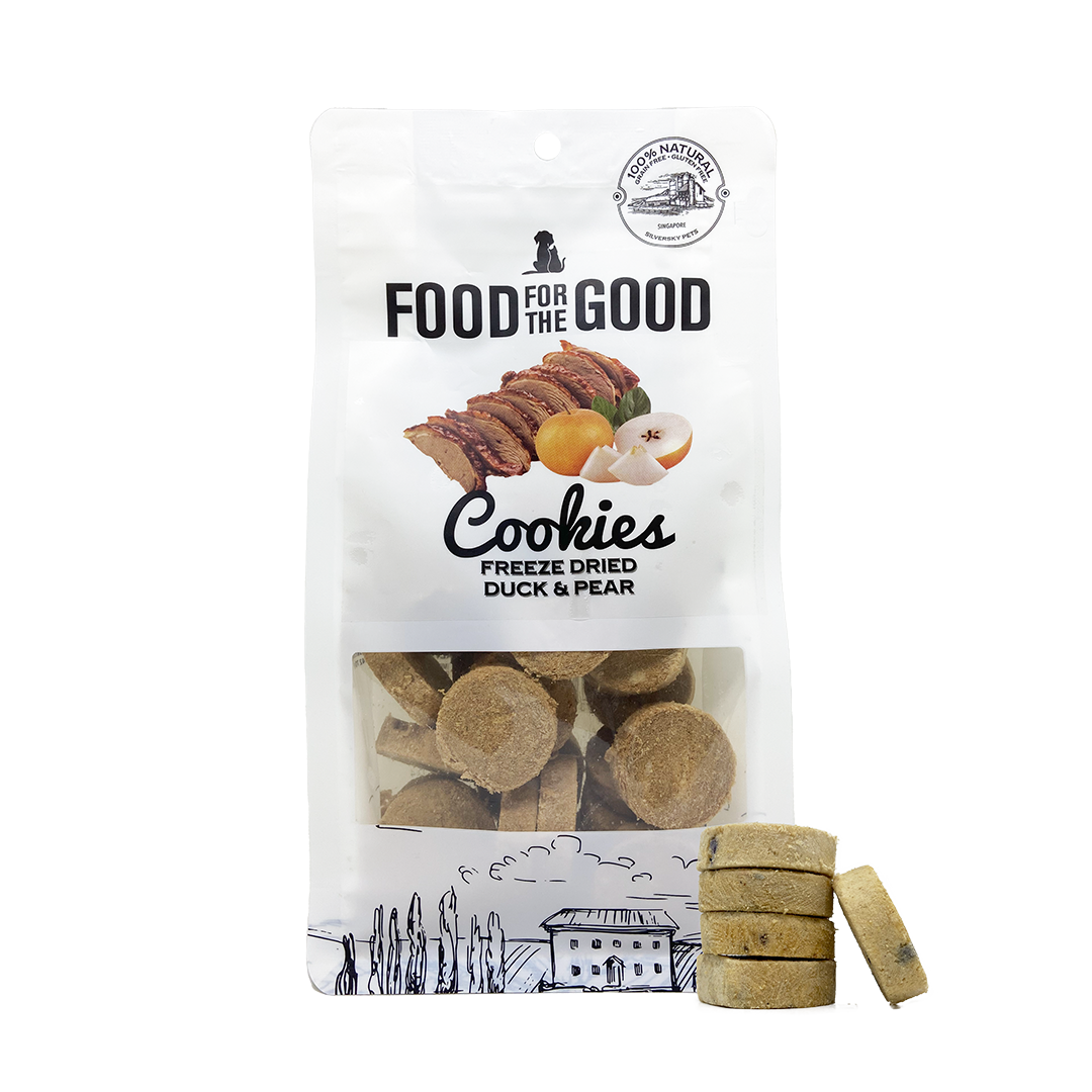 Food For The Good Freeze Dried Duck & Pear Cookies Treats for Cats & Dogs 70g