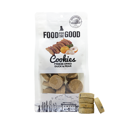 Food For The Good Freeze Dried Duck & Pear Cookies Treats for Cats & Dogs 70g