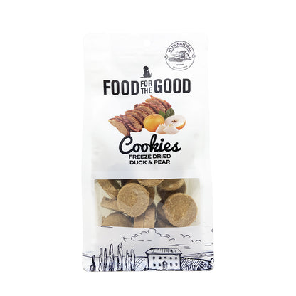 Food For The Good Freeze Dried Duck & Pear Cookies Treats for Cats & Dogs 70g