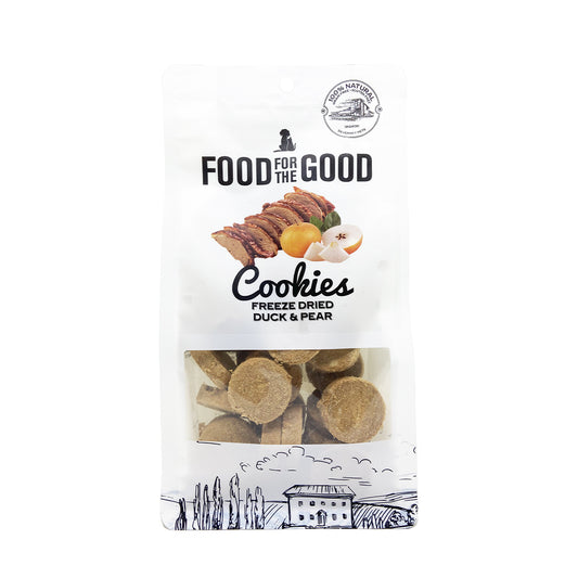 Food For The Good Freeze Dried Duck & Pear Cookies Treats for Cats & Dogs 70g