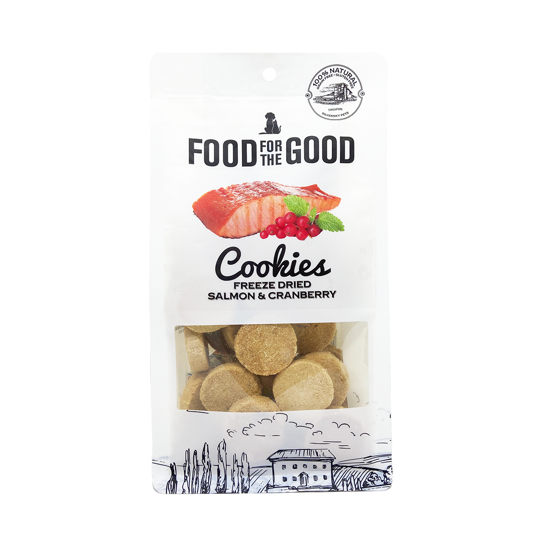 Food For The Good Freeze Dried Salmon & Cranberry Cookies Treats for Cats & Dogs 70g