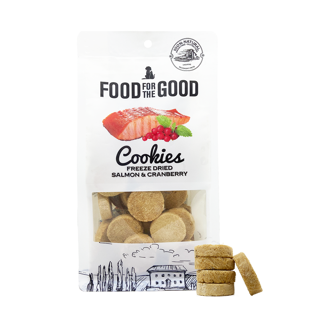 Food For The Good Freeze Dried Salmon & Cranberry Cookies Treats for Cats & Dogs 70g