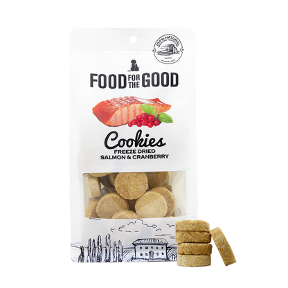 Food For The Good Freeze Dried Salmon & Cranberry Cookies Treats for Cats & Dogs 70g