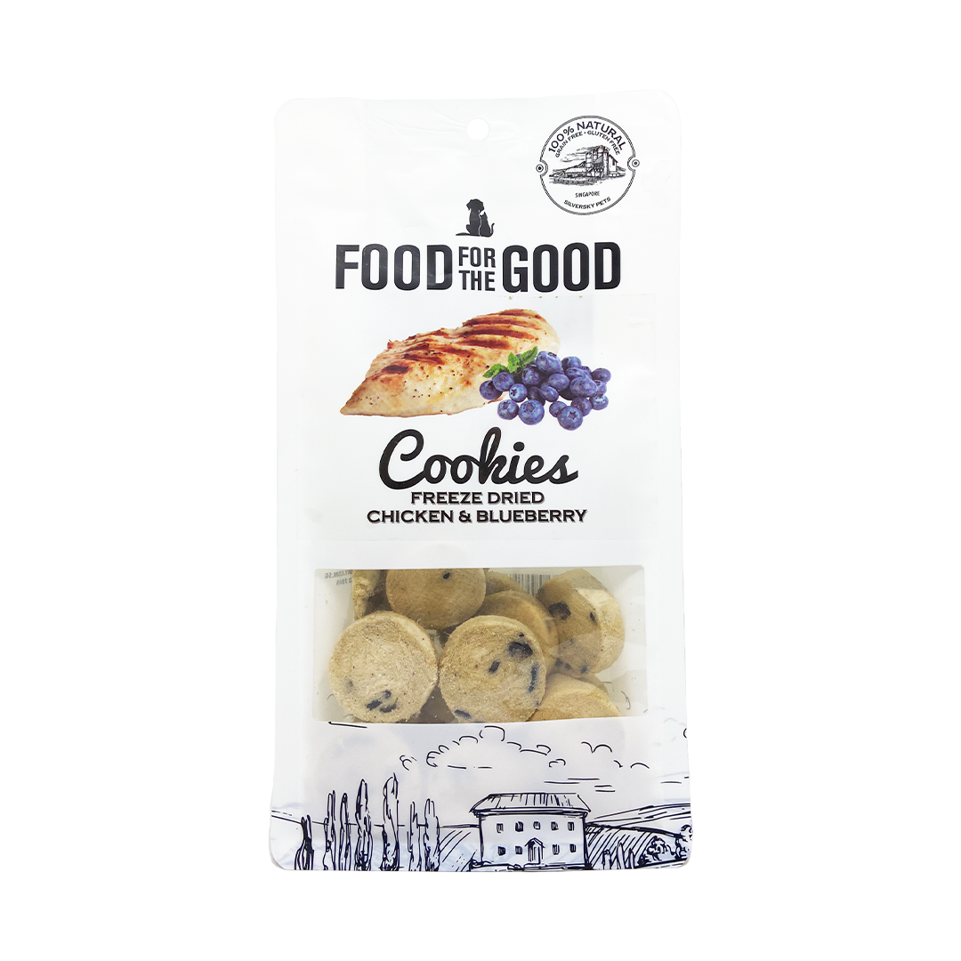 Food For The Good Freeze Dried Chicken & Blueberry Cookies Treats for Cats & Dogs 70g