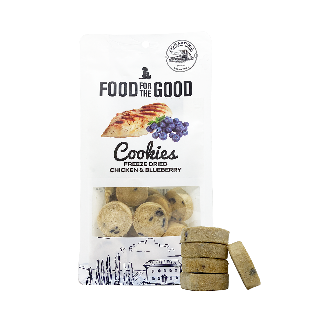 Food For The Good Freeze Dried Chicken & Blueberry Cookies Treats for Cats & Dogs 70g