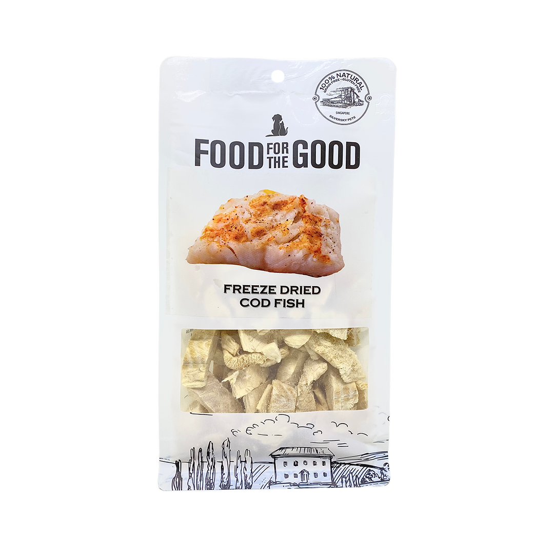 Food For The Good Freeze Dried Codfish Cubes Treats for Cats and Dogs 50g