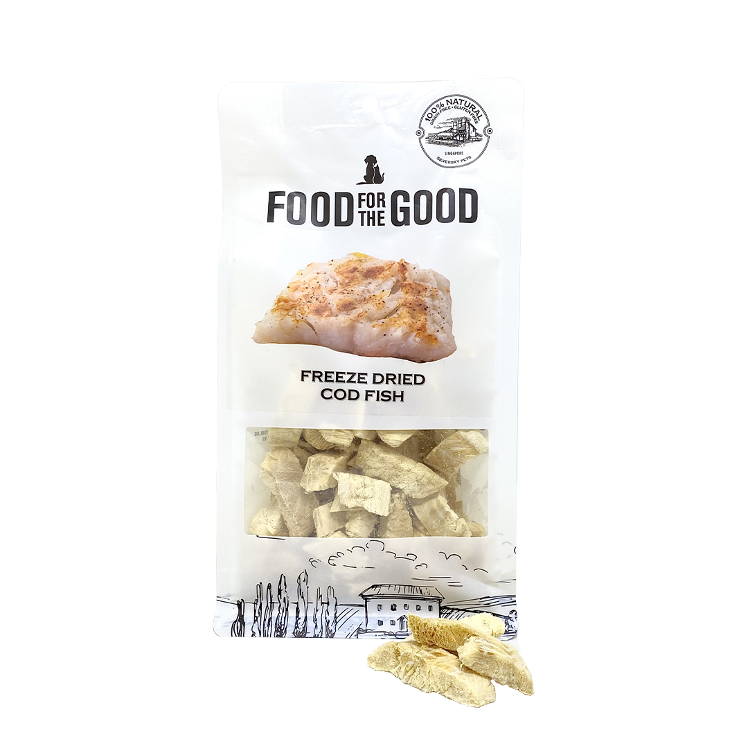 Food For The Good Freeze Dried Codfish Cubes Treats for Cats and Dogs 50g