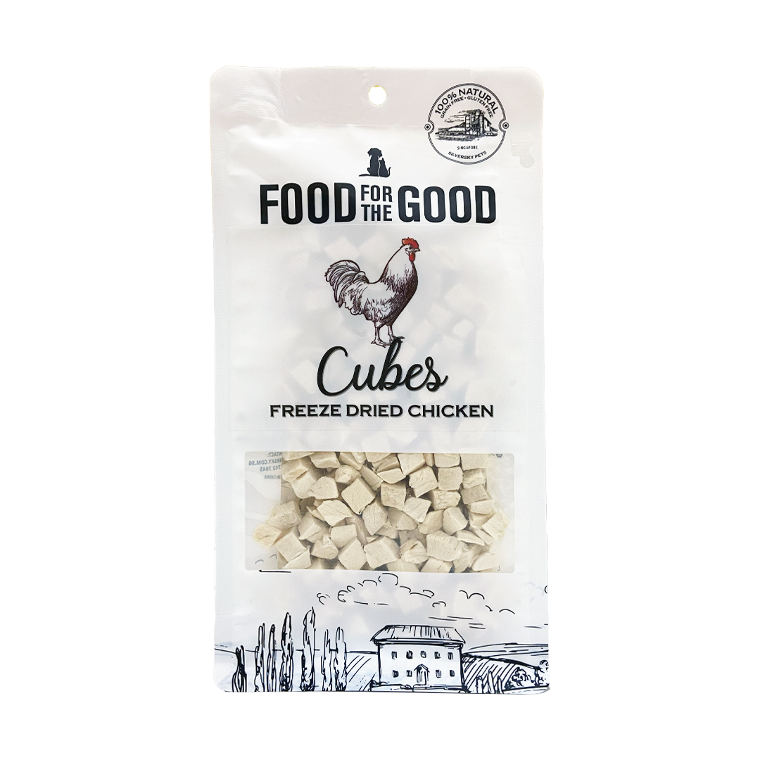 Food For The Good Freeze Dried Chicken Cubes Treats for Cats & Dogs 80g