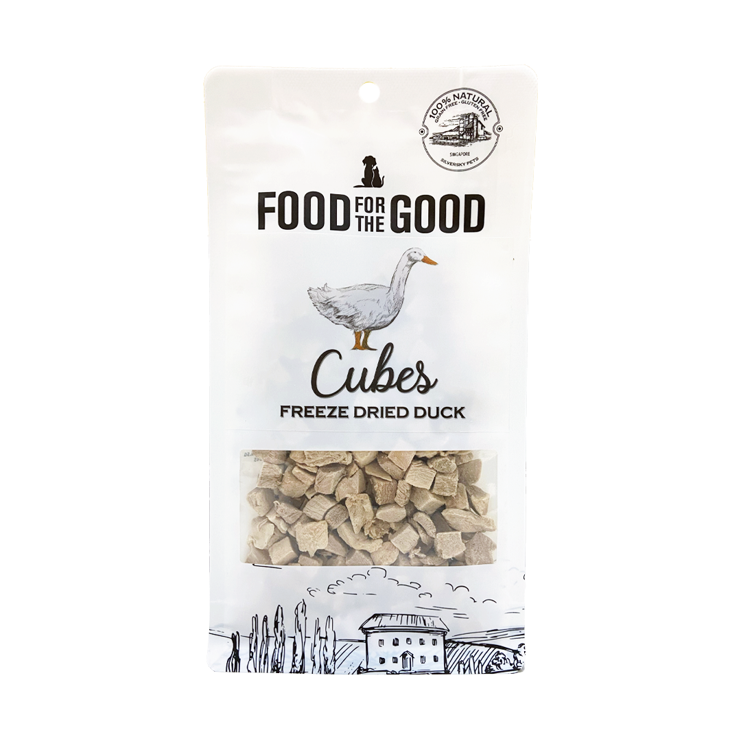 Food For The Good Freeze Dried Duck Cubes Treats for Cats & Dogs 70g
