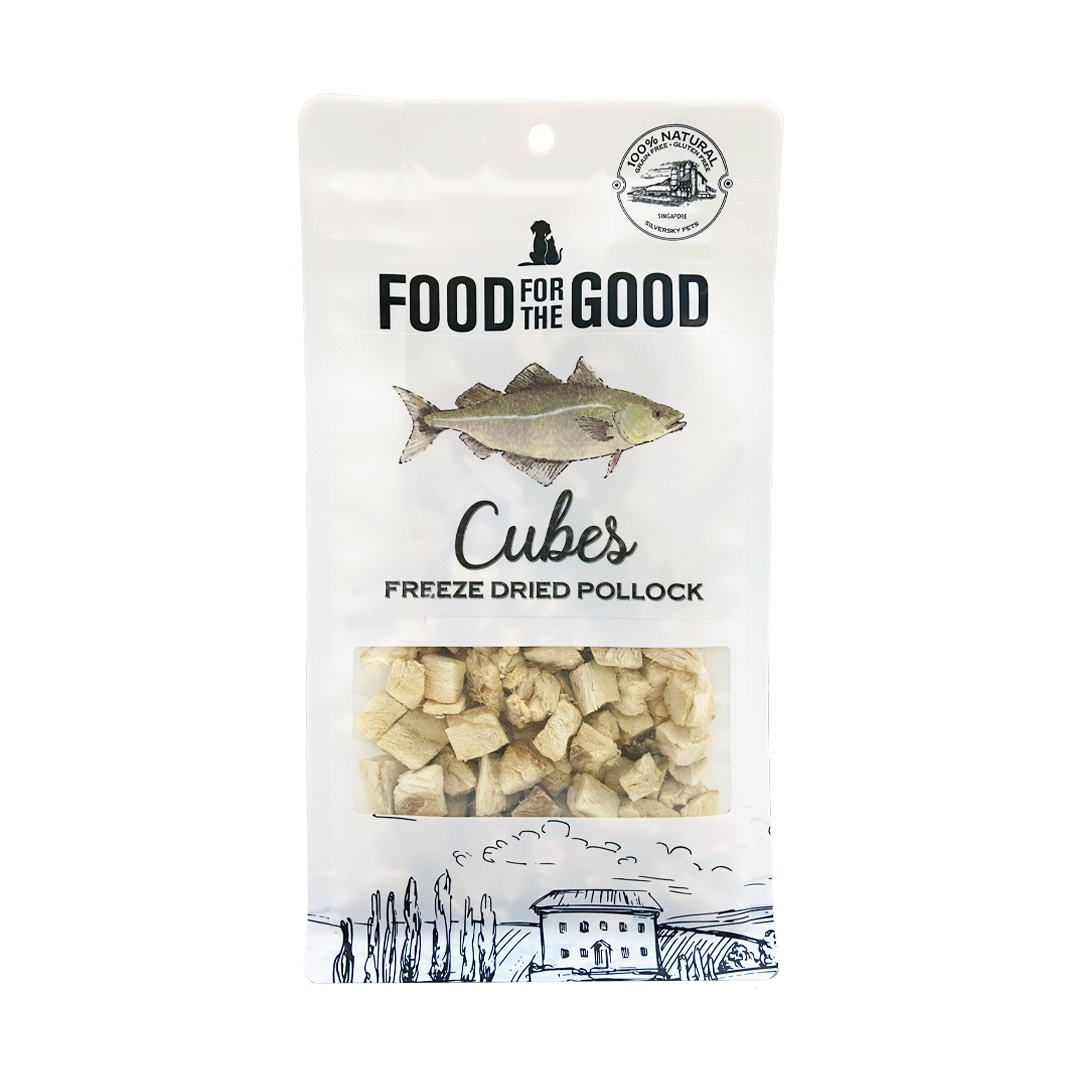 Food For The Good Freeze Dried Pollock Cubes Treats for Cats & Dogs 50g
