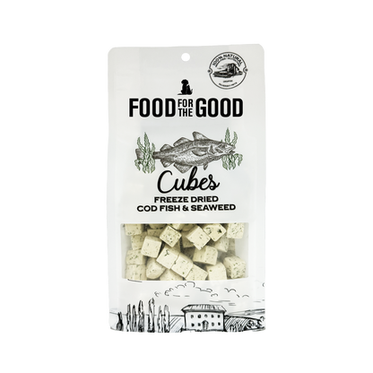 Food For The Good Freeze Dried Codfish & Seaweed Cubes Treats for Cats & Dogs 70g