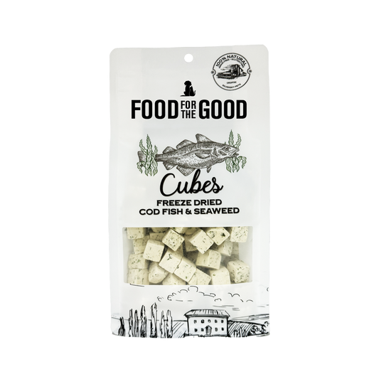 Food For The Good Freeze Dried Codfish & Seaweed Cubes Treats for Cats & Dogs 70g