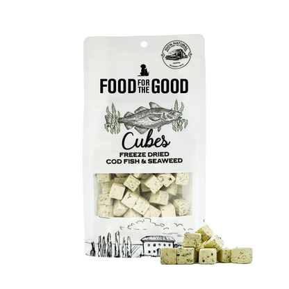 Food For The Good Freeze Dried Codfish & Seaweed Cubes Treats for Cats & Dogs 70g