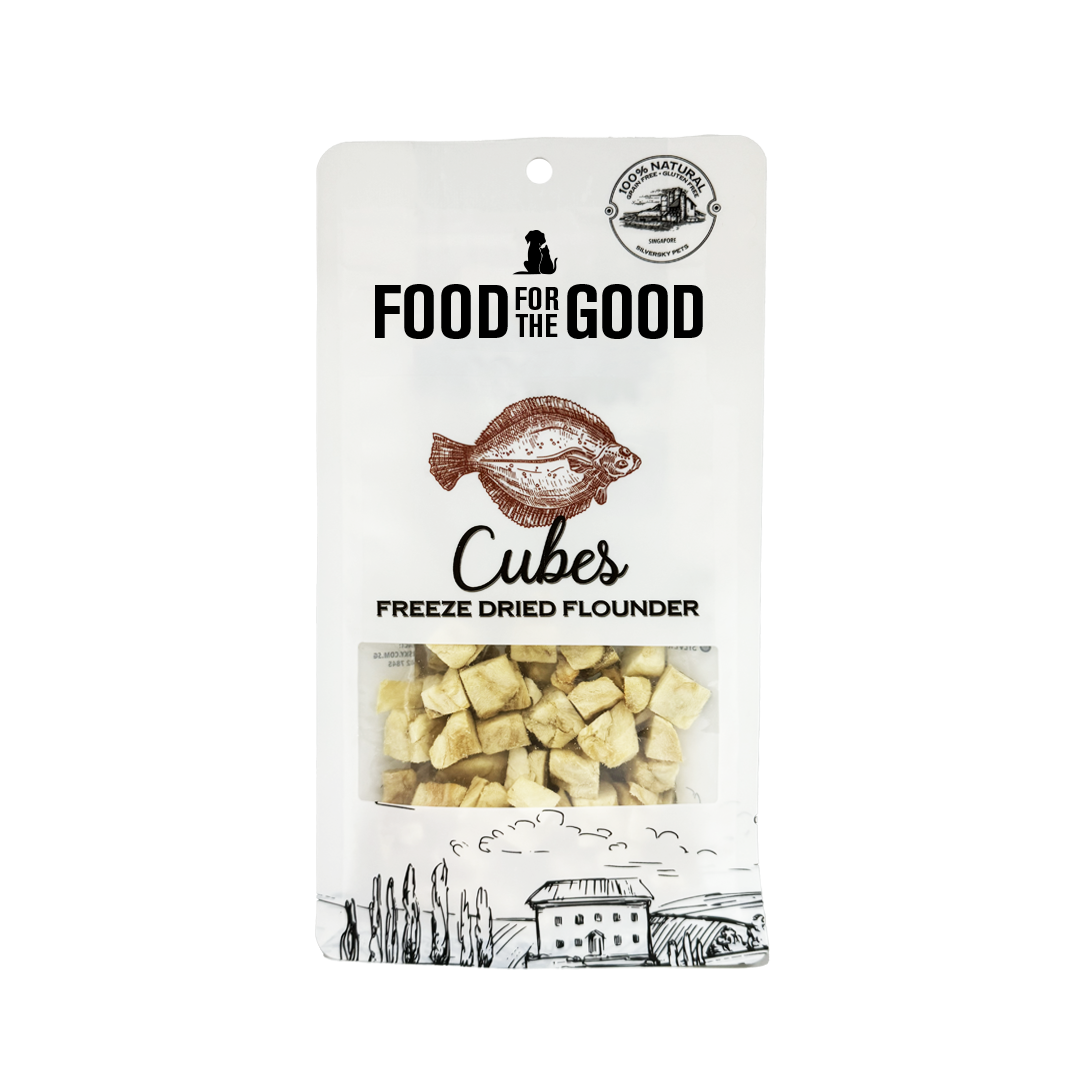 Food For The Good Freeze Dried Flounder Cubes Treats for Cats & Dogs 40g