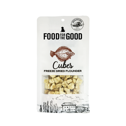 Food For The Good Freeze Dried Flounder Cubes Treats for Cats & Dogs 40g