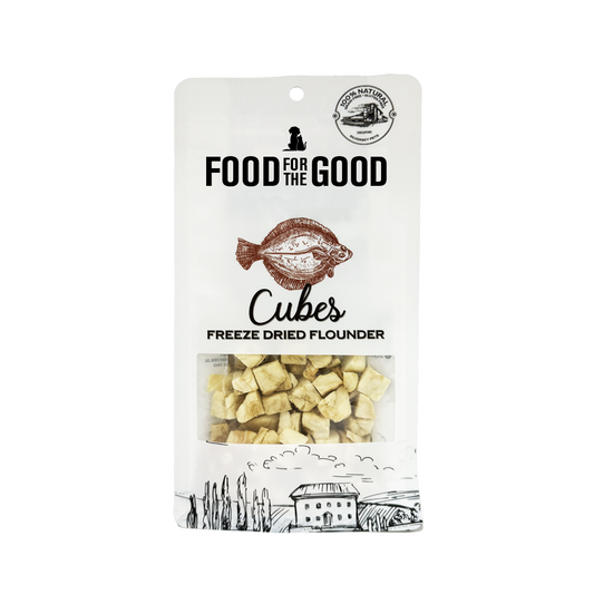 Food For The Good Freeze Dried Flounder Cubes Treats for Cats & Dogs 40g