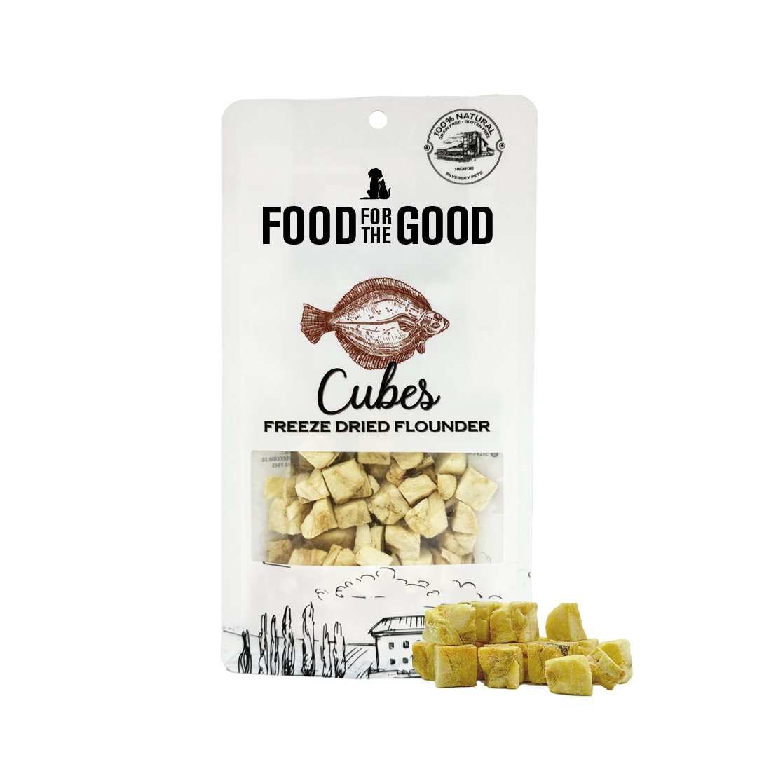 Food For The Good Freeze Dried Flounder Cubes Treats for Cats & Dogs 40g