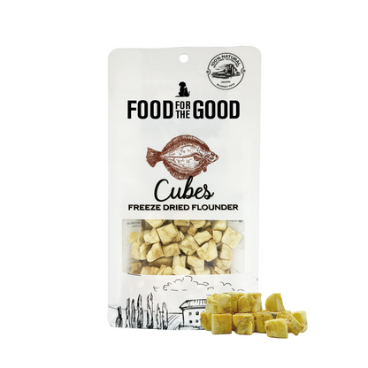 Food For The Good Freeze Dried Flounder Cubes Treats for Cats & Dogs 40g