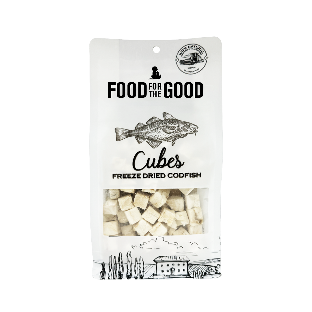 Food For The Good Freeze Dried Codfish Cubes Treats for Cats & Dogs 50g