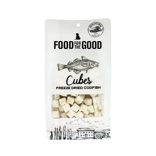 Food For The Good Freeze Dried Codfish Cubes Treats for Cats & Dogs 50g