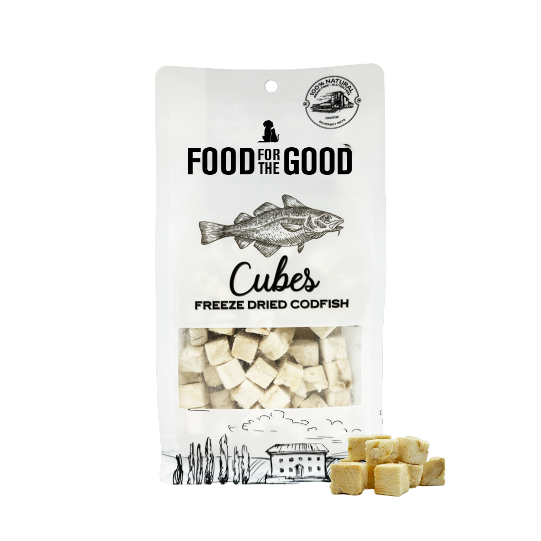 Food For The Good Freeze Dried Codfish Cubes Treats for Cats & Dogs 50g