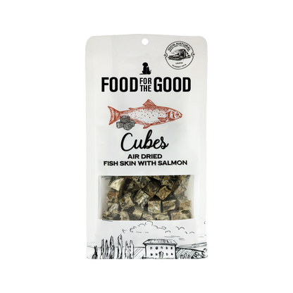 Food For The Good Freeze Dried Fish Skin with Salmon Cubes Treats for Cats and Dogs 120g