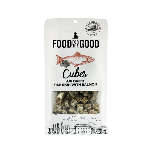 Food For The Good Freeze Dried Fish Skin with Salmon Cubes Treats for Cats and Dogs 120g