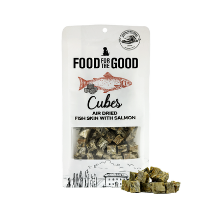 Food For The Good Freeze Dried Fish Skin with Salmon Cubes Treats for Cats and Dogs 120g