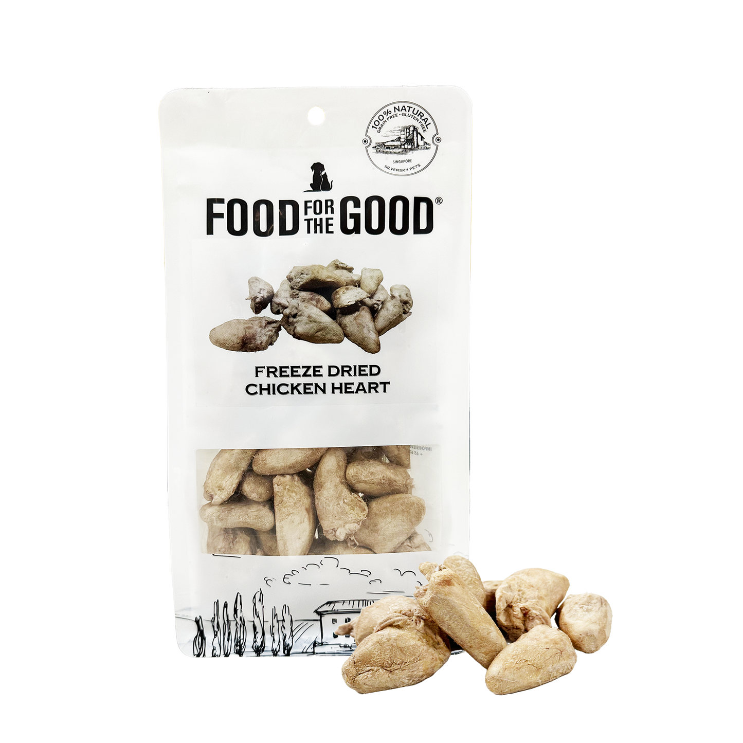Food For The Good Freeze Dried Chicken Heart Treats for Cats and Dogs 70g