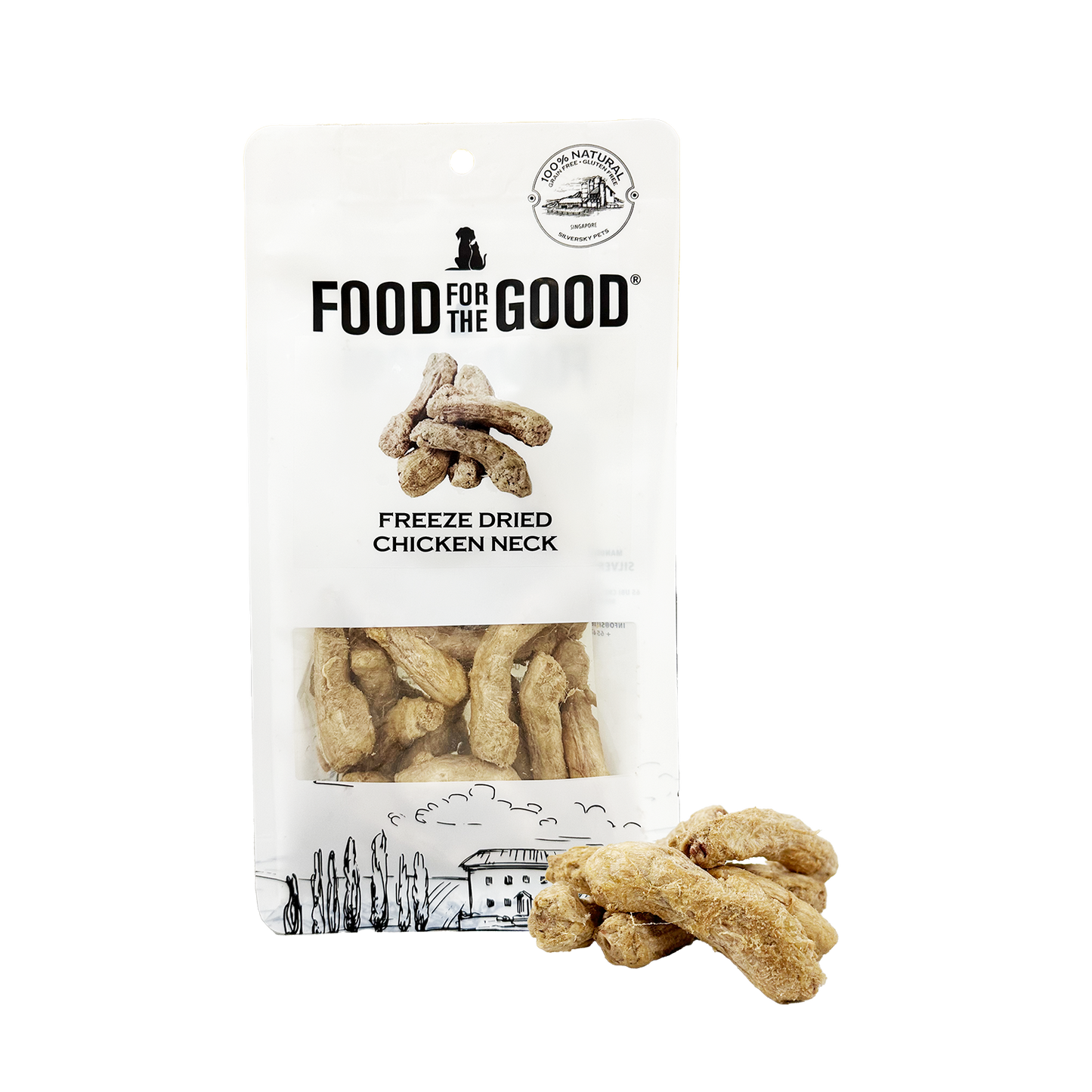 Food For The Good Freeze Dried Chicken Neck Treats for Cats and Dogs 70g